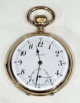 C1900s Dunand 29896 14k Yellow Gold Repeater Open Face Pocket Watch
