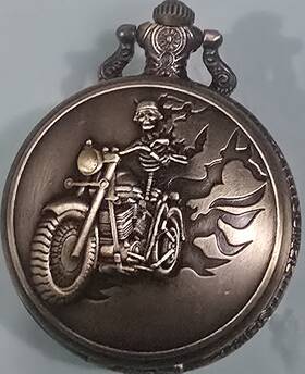Hw02719 Duncan Vintage Ghost Knight Motorcycle Skull Pocket Quartz Watch