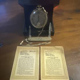 136995 E. Howard Watch Co. Antique Pocket Working With Original Box Papers Knife Gold Filled