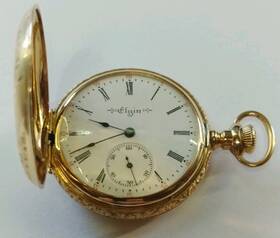 10575705 Elgin Vtg 14k Solid Gold Pocket 1903-1904 Model 2 Grade 269 Keystone Case Watch