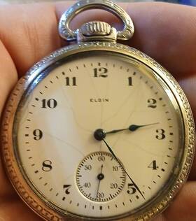 10725706 Elgin Silver Mechanical Pocket Watch 7j Inch Running Vintage