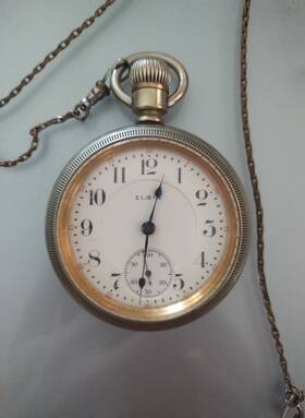 11584628 Elgin Antique 1904 17 Jewel Adjusted Pocket Watch Nickel Silver Case Running