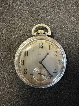 11880513 Elgin National Watch Co. Open Faced Pocket 12s Serviced Runs Perfect