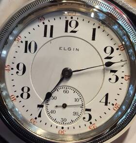 1192273 Elgin 1904 Veritas Railroad Grade 214 18s Pocket Watch 21j Nice Displayback Case