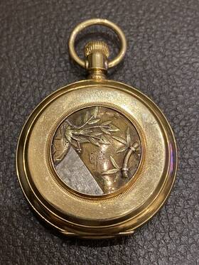 11975 Elgin Rare Solid 18k Tri Color Japanese Hunt Case Pocket Watch 1883 #