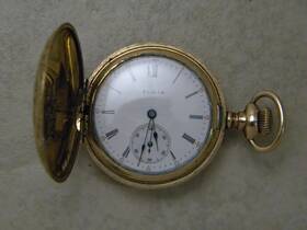 12316301 Elgin Elgin- 12316301- Model 2- 0s- 7j- Hunting- Gold Filled- Runs- Pocket Watch