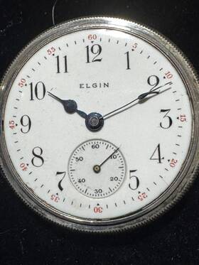 12393465 Elgin Vintage Grade 320 Size 0s 7j Pocket Watch Multi Color Sterling Case