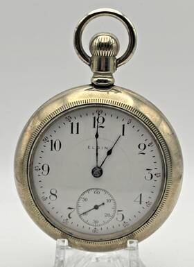 12420986 Elgin Grade 288 Open Face 7 Jewel Size 18 Silverode Case Pocket Watch Runs