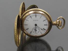 13064709 Elgin Antique 1908 7j Grade 320 Gf Philadelphia Case Hunting Pocket Watch Runs
