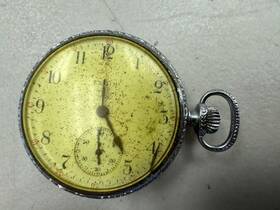 13758602 Elgin Antique Pocket Watch Movement Metal Case Open Face Hunting