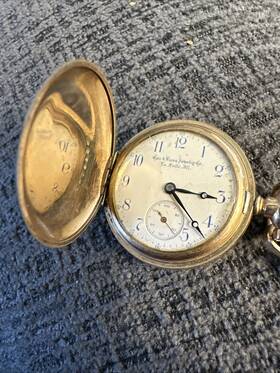 1383001 Elgin Pocket Watch Cox And Russ Lasalle Il Fahys 14k Gold Filled Case 0s 15j