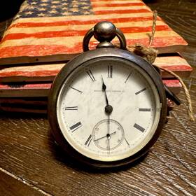 141031 Elgin Railroad Grade H Taylor Pocket Watch 15j 1871 Silver Case Model 1