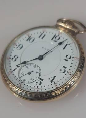 1429060 Elgin Father Time 21 Jewels Vintage Open Face Pocket Watch Gold