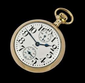 14411564 Elgin 1914 Gr. 240 Mod.8 Up/dn Wind Indicator Railroad Pocket Watch 18s. 19j