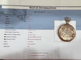 14594245 Elgin 1910 Yellow Gold Filled Hunter Pocket Watch Mechanical 7 Jewels 0s