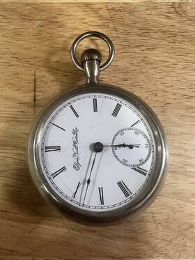 1482394 Elgin Antique Pocket Watch Silver No