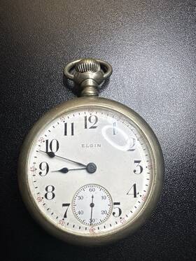 Elgin 15438541 Antique Pocket Watch 7 Jewels Open Face Runs Dueber Case Serial