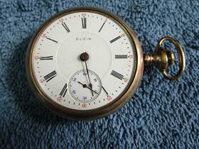 160-64fff Elgin 17 Jewels Gold Tone Pocket Watch