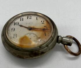 160-67kkk Elgin Antique Large Railroad Type Pocket Watch Parts Only