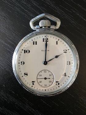 16461188 Elgin Vintage 1912-1913 Silver Open Face Pocket Watch 15 Jewel 313 Model Runs