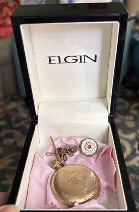 1656606 Elgin Antique Pocket Watch Model Grade With Orig Fob Chain - Repair Only