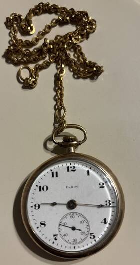 16923169 Elgin Pocket Watch Vintage With Chain