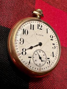 17501409 Elgin 16 Size 7j Model 7 Pocket-watch 10k Gf Missing Hand Runs Some