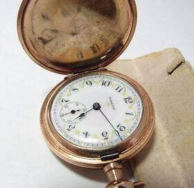 17866968 Elgin Antique Hunting Case Pocket Watch With Fancy Dial Made In 1914 / Runs