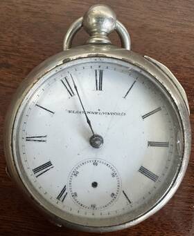 1107011 Elgin 1834674 Antique Natl Pocket Watch #1834674 With Silveroid #1107011 Case