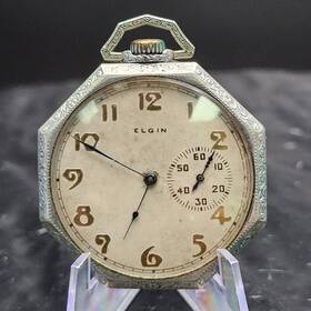 18538929 Elgin Rare Dial Pocket Watch 1918 6s 7j Grade 286 Movement Running