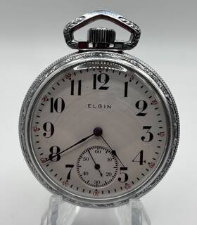 18544435 Elgin 7 Jewel Size 16 Base Metal Open Face Pocket Watch Runs