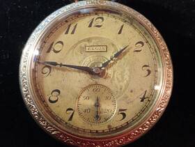 1888-1925 Elgin Art Deco Pocket Watch 7j Working Order -1925-1930.vintage