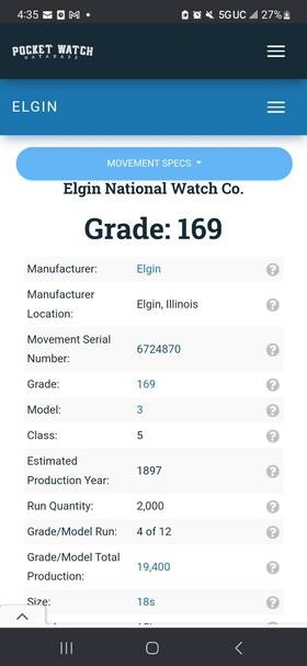 18s-m3-15j-hhl-u Elgin Antique Pocket Watch