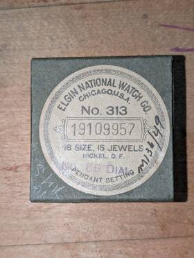 19019957 Elgin Vtg National Pocket Watch Pendant Setting Box And Parts 16 Size