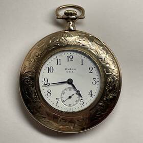 19522464 Elgin Pocket Watch Us 0s 7j Stem Set And Wind Gf S/n Open Face 47mm