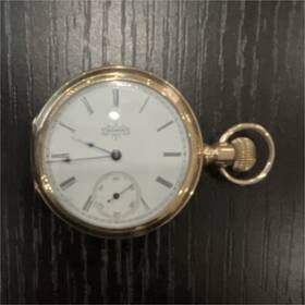 198767 Elgin Pocket Watch Mechanical Roman Numerals White Dial 14 Kyg