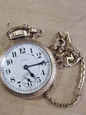 2-a333 Elgin Vintage 1954 B.w. Raymond Gold Filled Pocket Watch Size 16s 21j