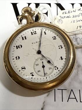 20076783 Elgin Gold Filled Pocket Watch Keystone Case Needs Service J Boss
