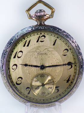 2008567 Elgin Pocket Watch 17 Jewels Art Deco Runs Great
