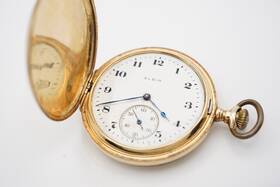 20131258 Elgin Vintage 14k Pocket Watch. No Crystal. Porcelain Face. 20131258. 15 Jewels