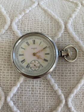 8511536 Elgin 20172 1900 Silver Steam Locamotive Pocket Watch Seial #