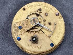 2030443 Elgin Antique National Pocket Watch 18s Mechanical Movement Open Unique Case Old