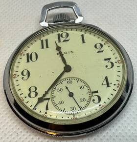 20445493 Elgin Vintage 15 Jewel Pocket Watch Wound Tight And Movement Is Intact