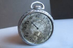 23181826 Elgin Vintage Pocket Watch Video Open Face No Crystal 45mm Good For Parts Usa