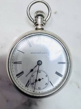 2321449 Elgin Rare National Watch Co Pocket Coin Silver Case C.1877 Working
