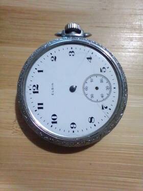 23318390 Elgin Vtg 1920s Natl Watch Co. #23318390 Silver Tone Pocket Parts/repair
