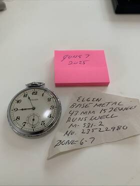 23522980 Elgin 43 Mm Pocket Watch Runs 15j Silver Tone