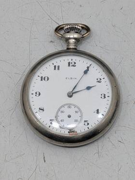 23576154 Elgin Antique Nickel Case Pocket Watch 7j 16s Gr.291 - Parts Or Repair