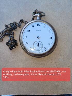 N23907968 Elgin 23592539 Antique Gold Filled Pocket Watch S/n23907968 Not Working No Have Glas