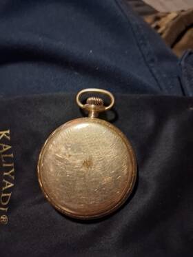 Elgin 24185665 15 Jewel Open Face Pocket Watch Gold Filled Case White Arabic Dial